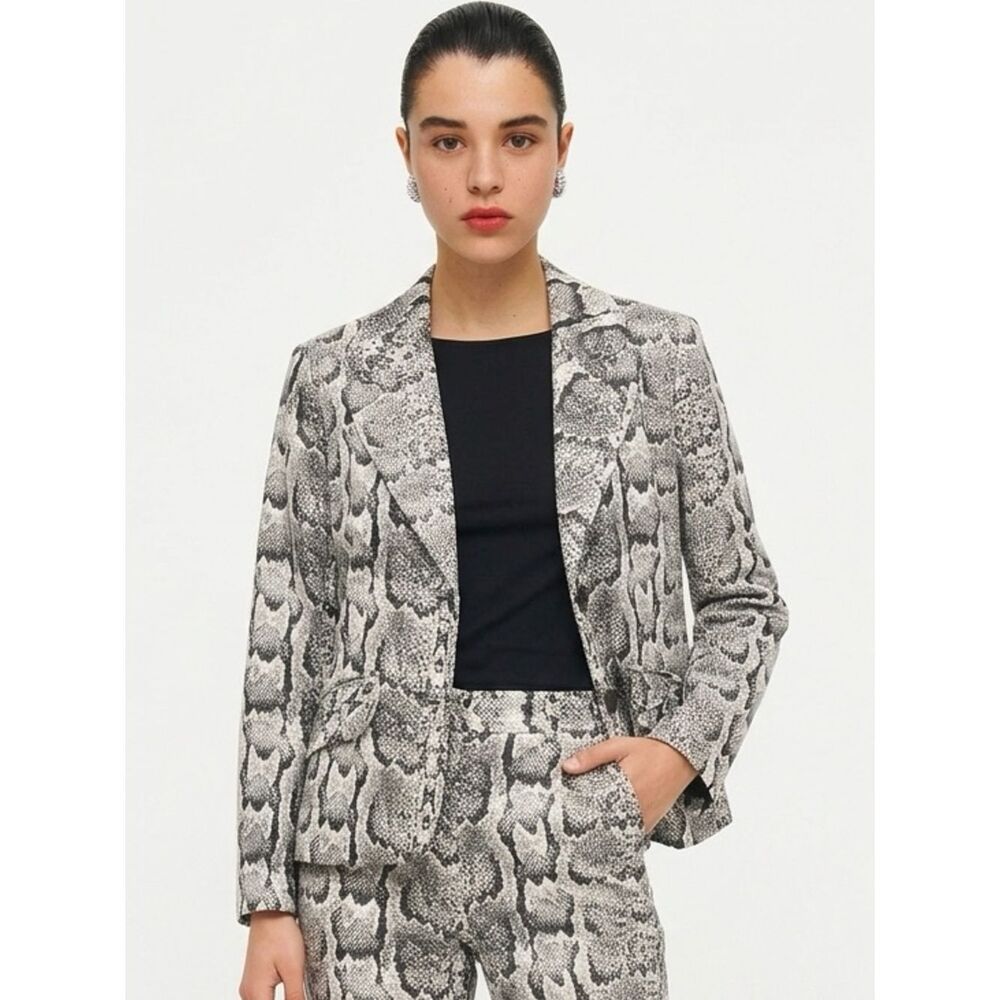 STUDIO WEST | Snake Print Blazer Cotton Black & White Women’s Size Medium